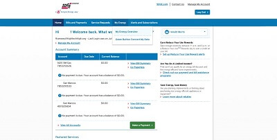 Screenshot of instructions to gather green button data from SDG&E