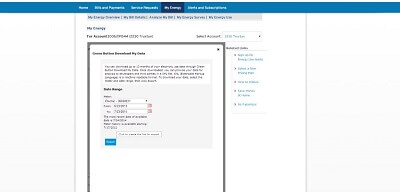 Screenshot of instructions to gather green button data from SDG&E