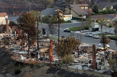 Photo from elevated view of home burned to the ground