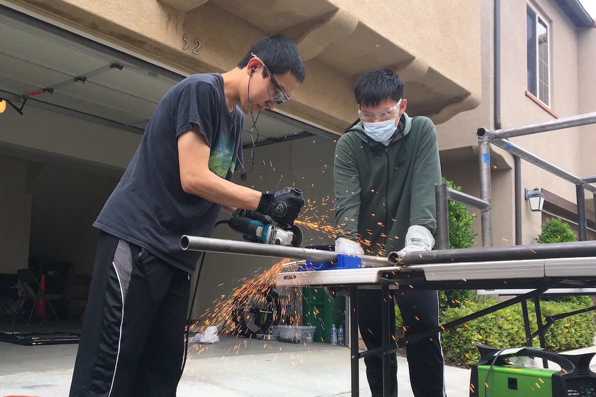 Image of students from Northwood High School in Irvine working on the Solar Car Challenge