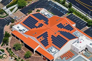 Aerial photo of Poway solar power installation at St. Michael's Church