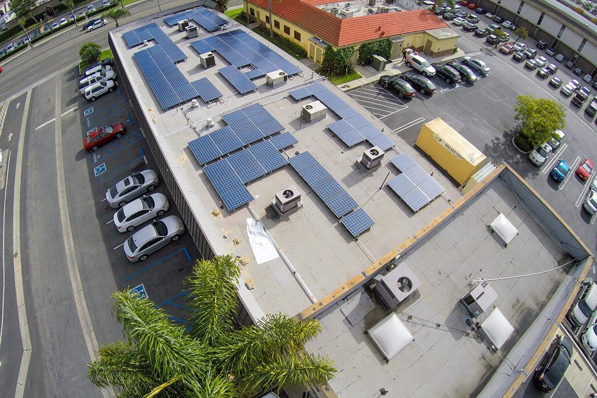 Photo of Santa Ana Kyocera solar panel installation at South Coast Pediatrics