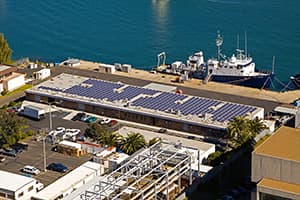 Photo of UCSD Nimitz Marine Facility solar panel installation in San Diego